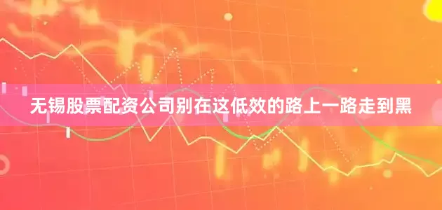 无锡股票配资公司别在这低效的路上一路走到黑